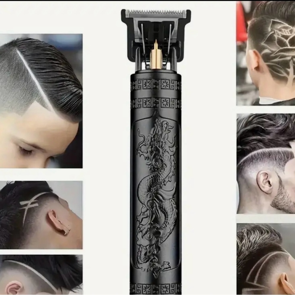 Dragon Engraved Cordless Hair Trimmer USB Rechargeable Barber T-Liner Clipper - Picture 4 of 8